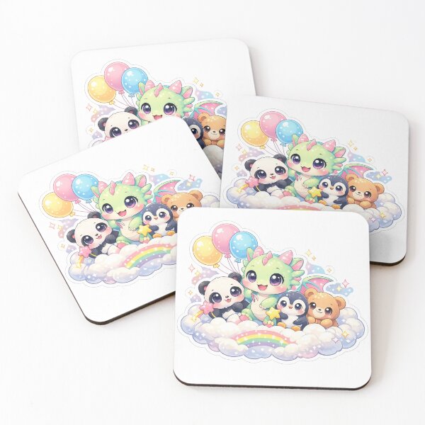 Item preview, Kawaii Baby Dragon Flying with Panda Penguin & Teddy Bear | Cute Fantasy Friends Sticker designed and sold by Sidra digital art 8277237.