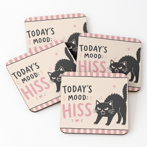 Item preview, Today's Mood: Hiss | Funny Black Cat Design | Cute Grumpy Cat Illustration | Pink Cat Lover Gift designed and sold by Studio pod Burom.