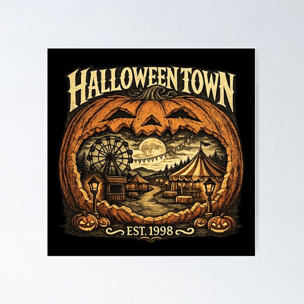 Item preview, Halloween Town for Carnival Fans designed and sold by POD DYNASTY | Original Print On Demand T-Shirt Graphics.