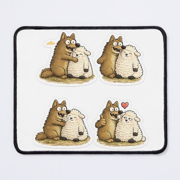 Item preview, Cute Wolf and Sheep Friendship Sticker Bundle designed and sold by LiftyGifts.