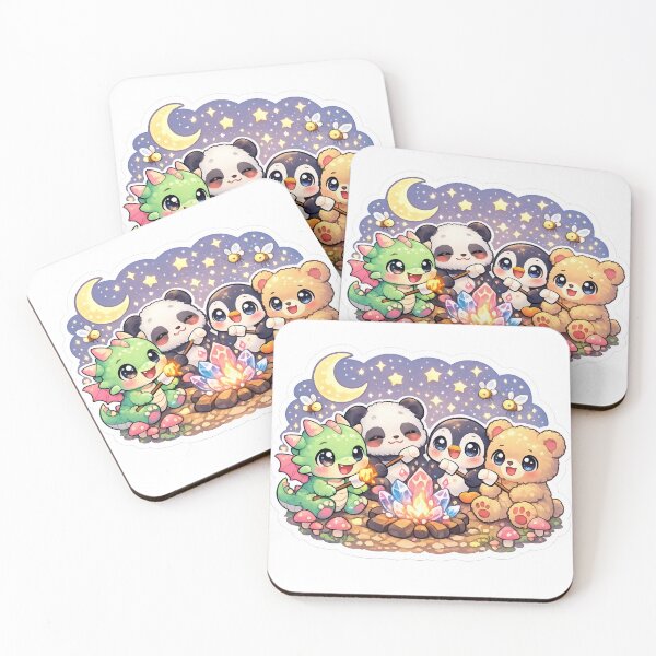 Item preview, Kawaii Baby Dragon Campfire Sticker | Cute Panda Penguin Teddy Bear Marshmallow Fantasy designed and sold by Sidra digital art 8277237.