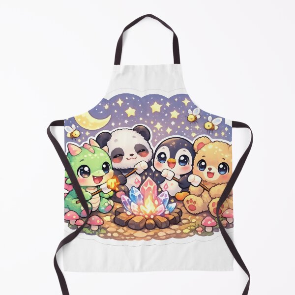 Item preview, Kawaii Baby Dragon Campfire Sticker | Cute Panda Penguin Teddy Bear Marshmallow Fantasy designed and sold by Sidra digital art 8277237.