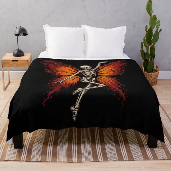 Item preview, Dancing Skeleton with Fiery Butterfly Wings Halloween designed and sold by rafaeltto.