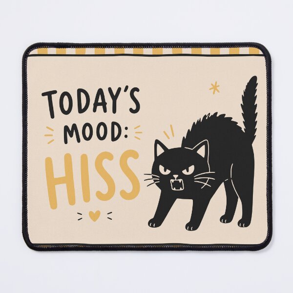 Item preview, Today's Mood: Hiss | Funny Black Cat Design | Cute Grumpy Cat Illustration | Yellow Cat Lover Gift designed and sold by Studio pod Burom.
