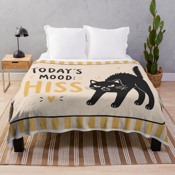 Item preview, Today's Mood: Hiss | Funny Black Cat Design | Cute Grumpy Cat Illustration | Yellow Cat Lover Gift designed and sold by Studio pod Burom.