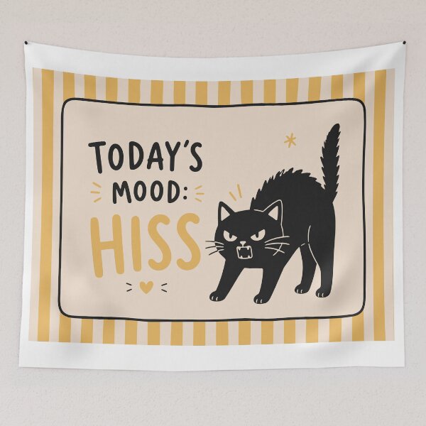 Item preview, Today's Mood: Hiss | Funny Black Cat Design | Cute Grumpy Cat Illustration | Yellow Cat Lover Gift designed and sold by Studio pod Burom.