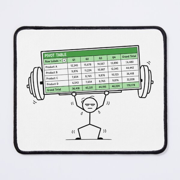Item preview, Funny Stick Figure Lifting Heavy Pivot Table designed and sold by Ink Matrix.