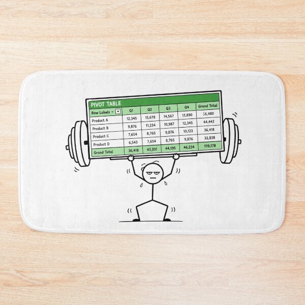 Item preview, Funny Stick Figure Lifting Heavy Pivot Table designed and sold by Ink Matrix.