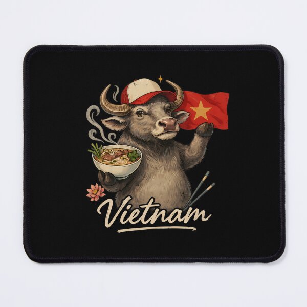 Item preview, Vietnam Water Buffalo Vietnamese Flag Pho Noodle Bowl Mascot designed and sold by Enea Kelo.