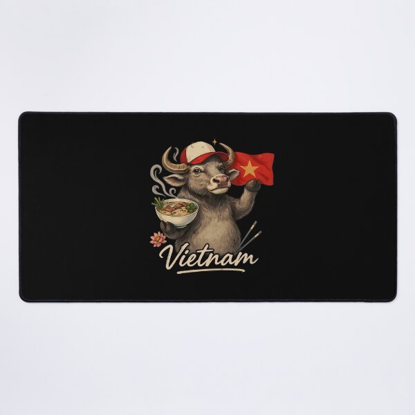 Item preview, Vietnam Water Buffalo Vietnamese Flag Pho Noodle Bowl Mascot designed and sold by Enea Kelo.
