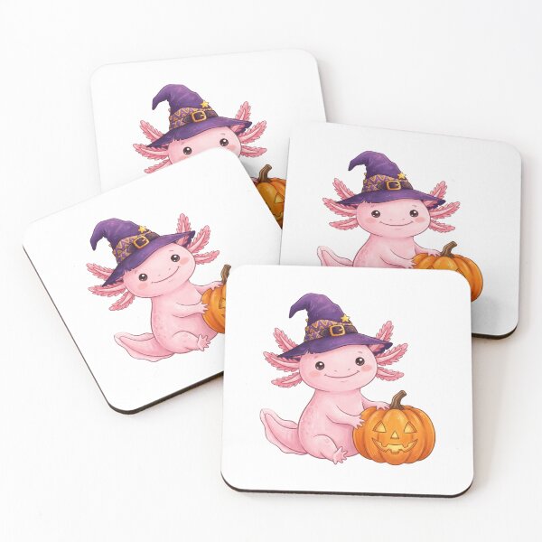 Item preview, Halloween Axolotl in Purple Hat and Pumpkin  designed and sold by SOUFIANE1991.
