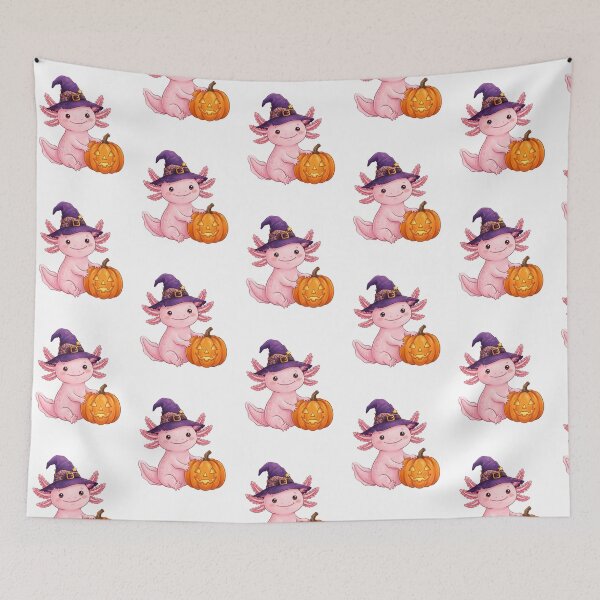 Item preview, Halloween Axolotl in Purple Hat and Pumpkin  designed and sold by SOUFIANE1991.