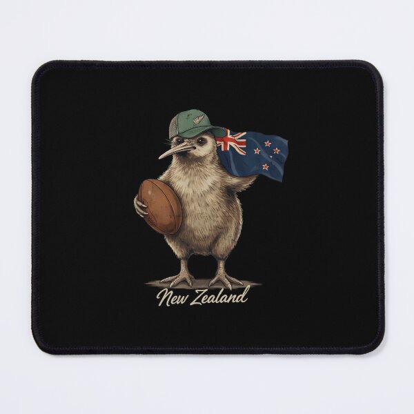 Item preview, New Zealand Kiwi Bird Flag Rugby Ball Silver Fern Mascot designed and sold by Enea Kelo.