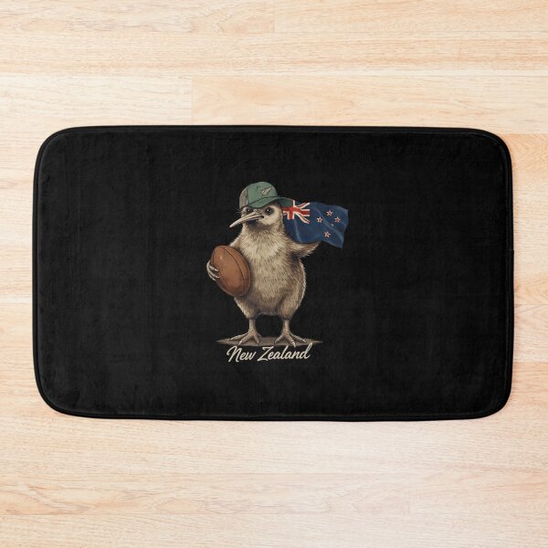 Item preview, New Zealand Kiwi Bird Flag Rugby Ball Silver Fern Mascot designed and sold by Enea Kelo.