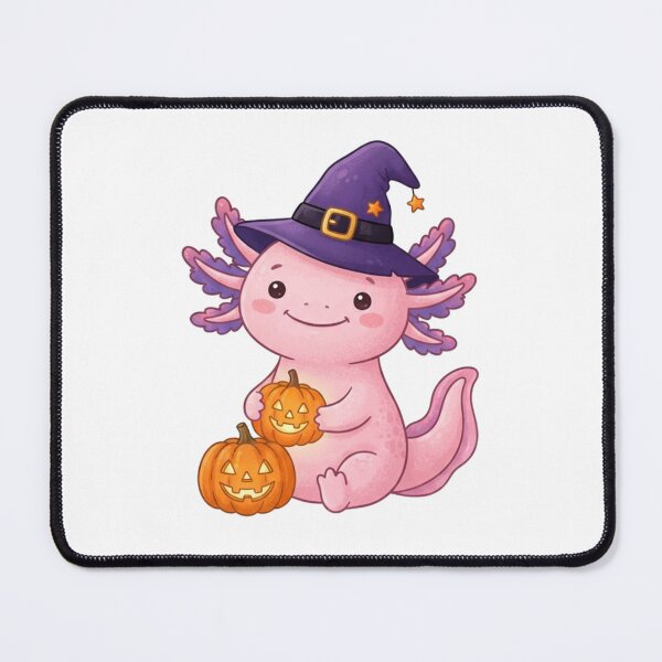 Item preview, Halloween Axolotl in Purple Hat and Pumpkin designed and sold by SOUFIANE1991.