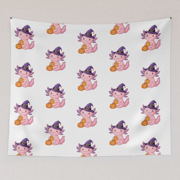 Item preview, Halloween Axolotl in Purple Hat and Pumpkin  designed and sold by SOUFIANE1991.