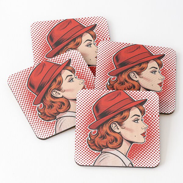 Item preview, RED BERET PROFILE Pop Art Redhead Vintage Comic Side View designed and sold by MAISON SYLVIE.