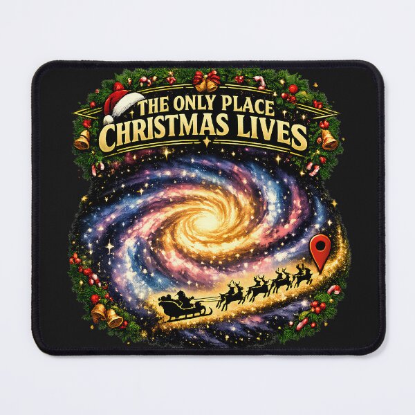 Item preview, 'The Only Place Christmas Lives' Galaxy Santa Sleigh Retro Sci-Fi designed and sold by Genius Geek.