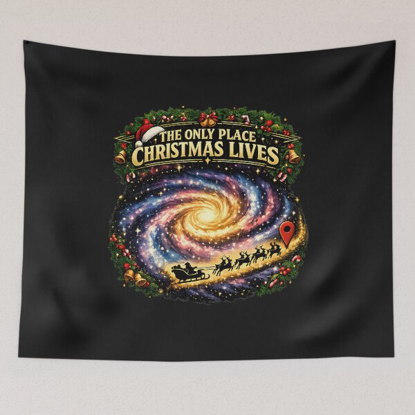 Item preview, 'The Only Place Christmas Lives' Galaxy Santa Sleigh Retro Sci-Fi designed and sold by Genius Geek.