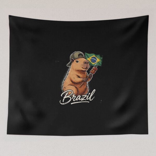 Item preview, Brazil Capybara Brazilian Flag Churrasco Skewer Meat Mascot designed and sold by Enea Kelo.