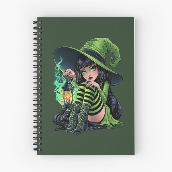Item preview, Halloween Green Witch with Magic Lantern Cute Gothic Girl Witchcore Dark Fantasy Art  designed and sold by MythicMood.