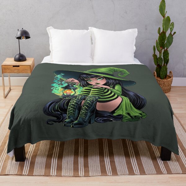 Item preview, Halloween Green Witch with Magic Lantern Cute Gothic Girl Witchcore Dark Fantasy Art designed and sold by MythicMood.