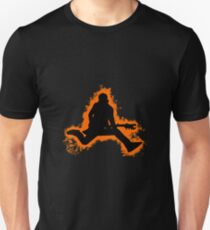 Guitarist jump orange and black silhouette Unisex T-Shirt