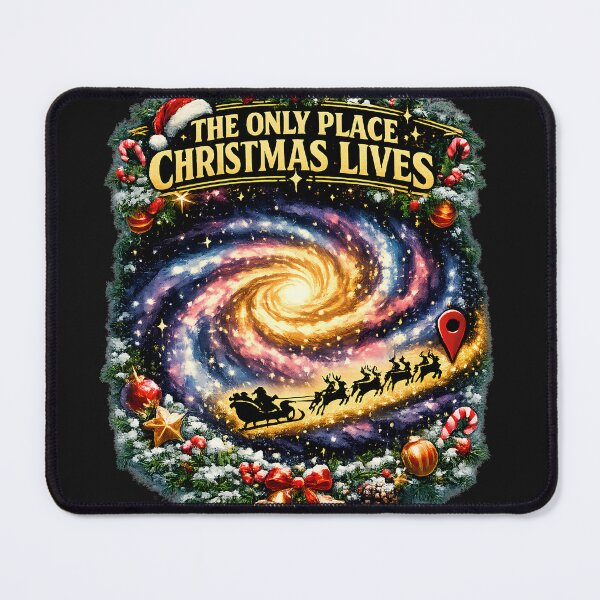 Item preview, 'The Only Place Christmas Lives' Galaxy Santa Sleigh Retro Sci-Fi designed and sold by Genius Geek.