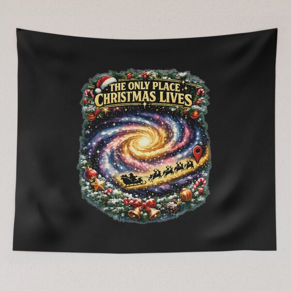 Item preview, 'The Only Place Christmas Lives' Galaxy Santa Sleigh Retro Sci-Fi designed and sold by Genius Geek.