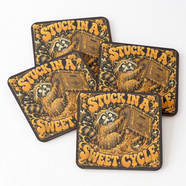 Item preview, Funny Honey Raccoon Stuck in a Sweet Cycle Vintage Beekeeper Design designed and sold by mari-kayden.