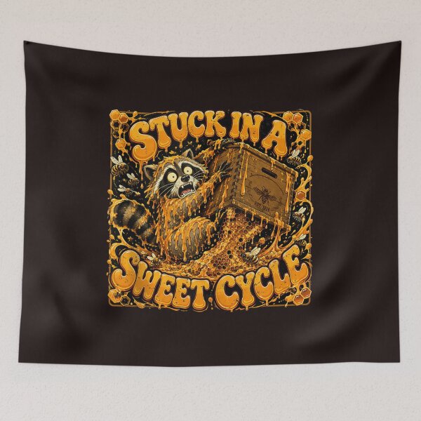 Item preview, Funny Honey Raccoon Stuck in a Sweet Cycle Vintage Beekeeper Design designed and sold by mari-kayden.