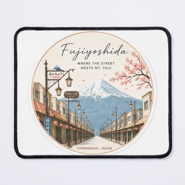 Item preview, Fujiyoshida Where the Street Meets Mt. Fuji Sticker | Elegant Japan Travel Art designed and sold by aoisora-kiki55.