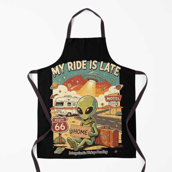 Item preview, My Ride Is Late Alien Roadtrip designed and sold by NatalieJeans.