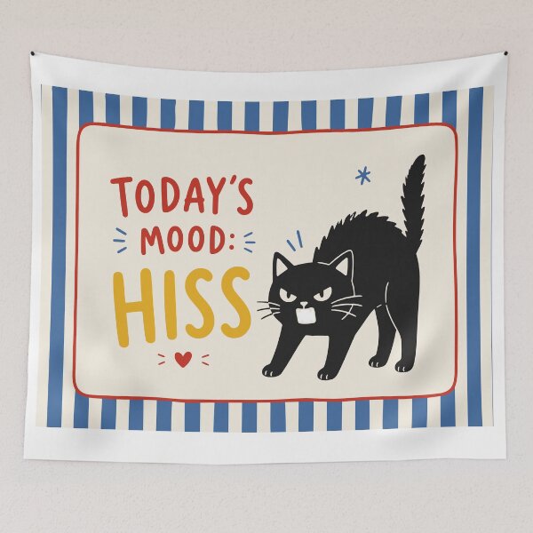Item preview, Today's Mood: Hiss | Funny Black Cat Design | Retro Cat Illustration | Colorful Cat Lover Gift designed and sold by Studio pod Burom.