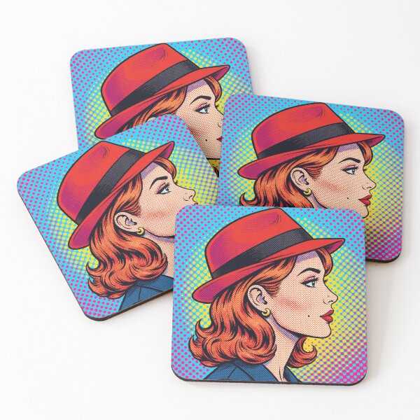 Item preview, RAINBOW FEDORA Pop Art Redhead Vintage Comic Colorful designed and sold by MAISON SYLVIE.