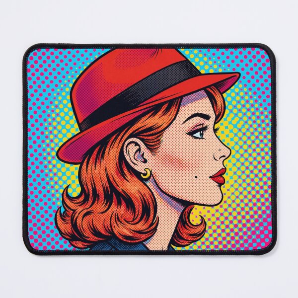 Item preview, RAINBOW FEDORA Pop Art Redhead Vintage Comic Colorful designed and sold by MAISON SYLVIE.