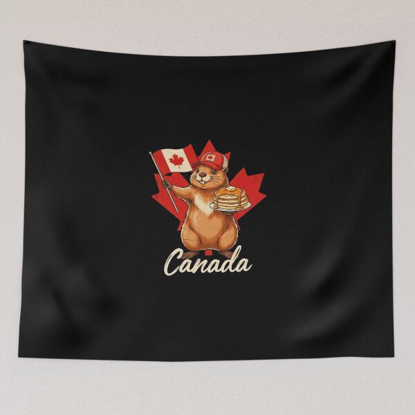 Item preview, Canada Beaver Canadian Flag Maple Syrup Pancake Stack Mascot designed and sold by Enea Kelo.