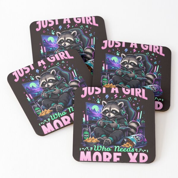 Item preview, Funny Gamer Raccoon Just a Girl Who Needs More XP Cute Gaming Design designed and sold by mari-kayden.