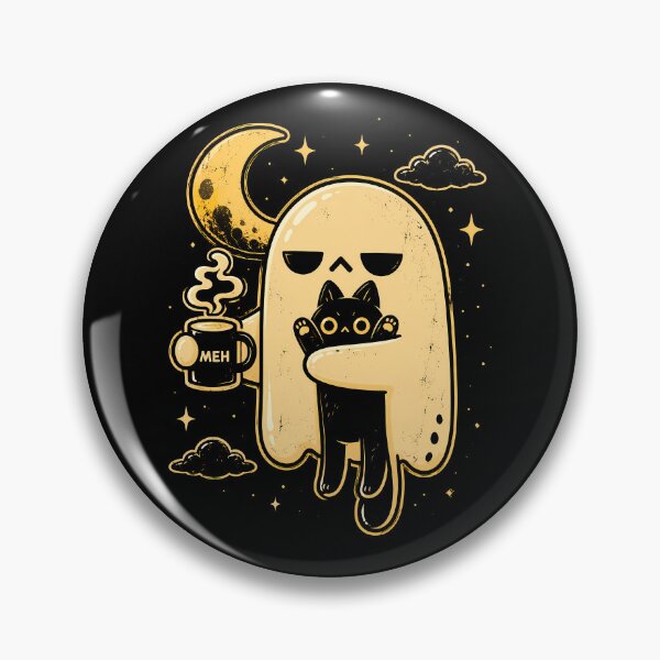 Item preview, Chill ghost with cat and coffee cup design halloween designed and sold by rafaeltto.
