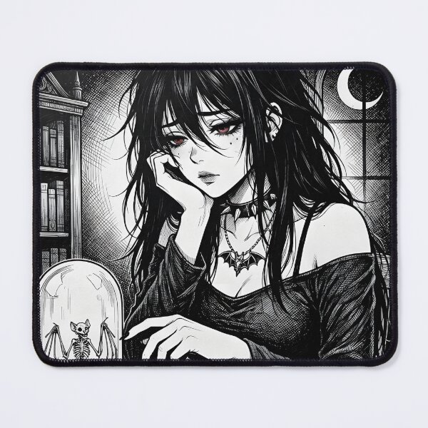 Item preview, Sad goth girl with bat skeleton designed and sold by OH-MY-GOTH.