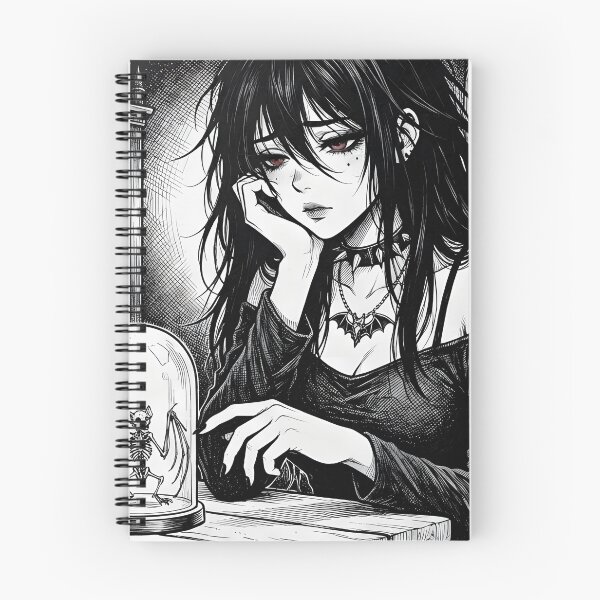 Item preview, Sad goth girl with bat skeleton designed and sold by OH-MY-GOTH.