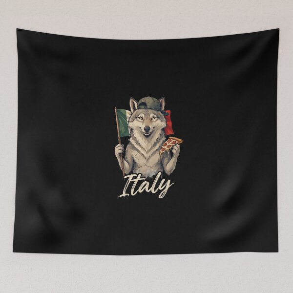 Item preview, Italy Wolf Italian Flag Pepperoni Pizza Slice Mascot designed and sold by Enea Kelo.