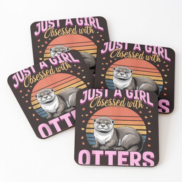 Item preview, Funny Otter Lover Just a Girl Obsessed with Otters Retro Sunset Design designed and sold by mari-kayden.