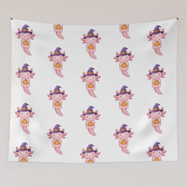 Item preview, Halloween Axolotl in Purple Hat and Pumpkin  designed and sold by SOUFIANE1991.