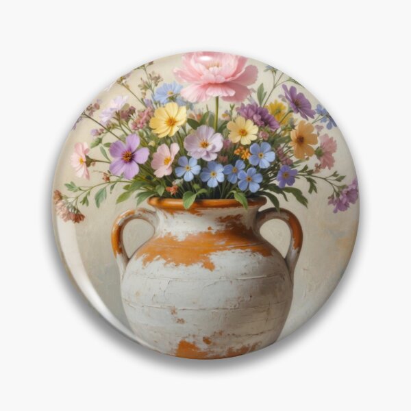 Item preview, Colorful Wildflowers in Vintage White Vase designed and sold by JAMESAMORN.