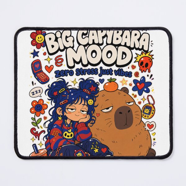 Item preview, Funny Capybara and Girl Meme Big Mood T-Shirt designed and sold by KIDEnia.