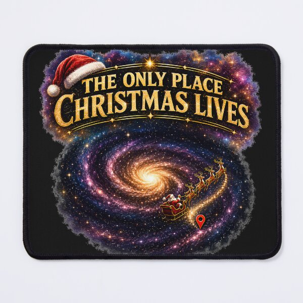 Item preview, 'The Only Place Christmas Lives' Galaxy Santa Sleigh Retro Sci-Fi designed and sold by Genius Geek.