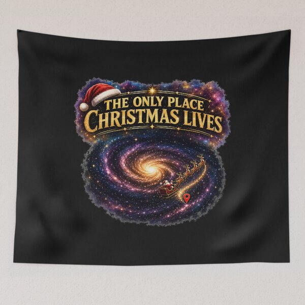 Item preview, 'The Only Place Christmas Lives' Galaxy Santa Sleigh Retro Sci-Fi designed and sold by Genius Geek.