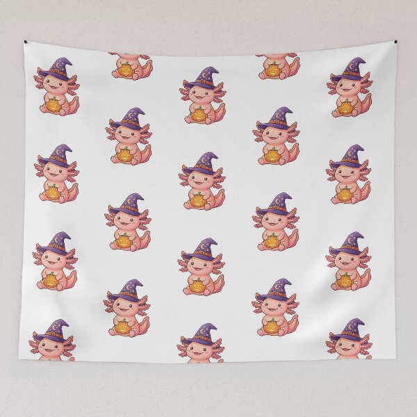 Item preview,  Halloween Axolotl in Purple Hat and Pumpkin  designed and sold by SOUFIANE1991.