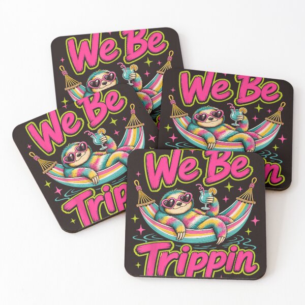 Item preview, Funny Sloth We Be Trippin Tropical Vacation Retro Summer Design designed and sold by mari-kayden.